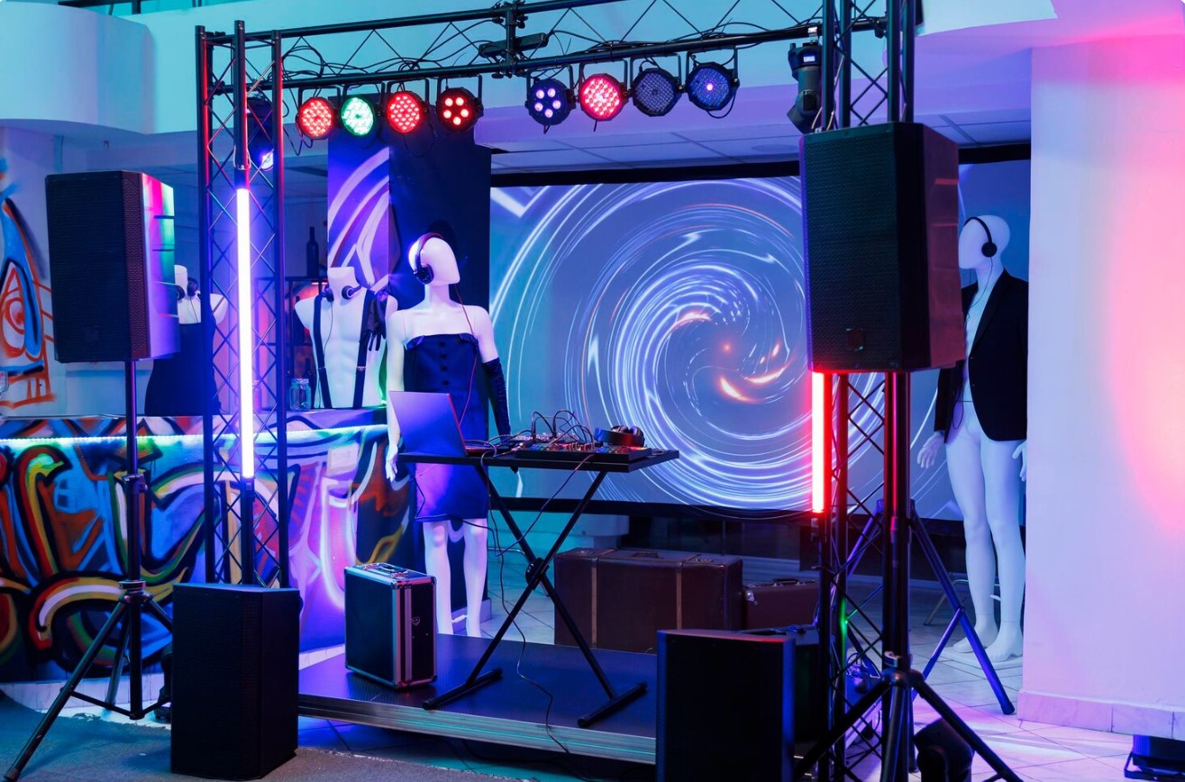 lighting stands for events (ITSCtruss); 5-axis CNC machining (Liangyin Aluminum)