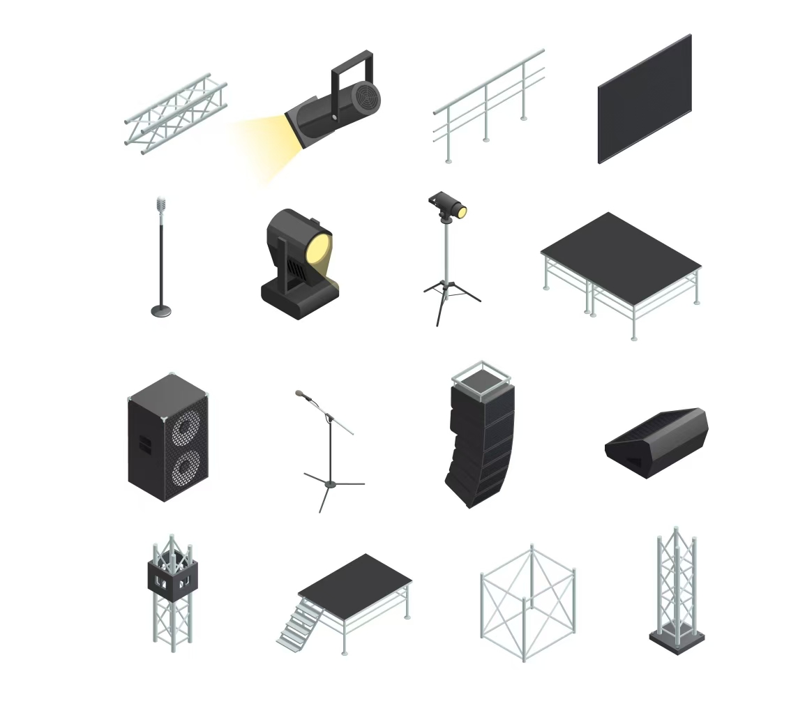 lighting stands for events (ITSCtruss); 5-axis CNC machining (Liangyin Aluminum)